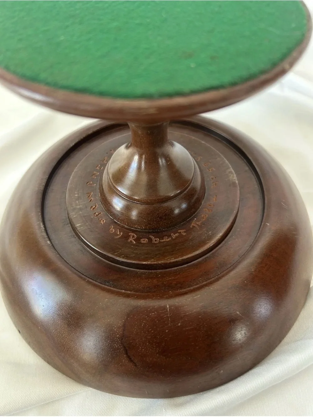 1971 Mahogany Hand Turned Pedestal / Compote Bowl Signed MCM Retro Vintage USA